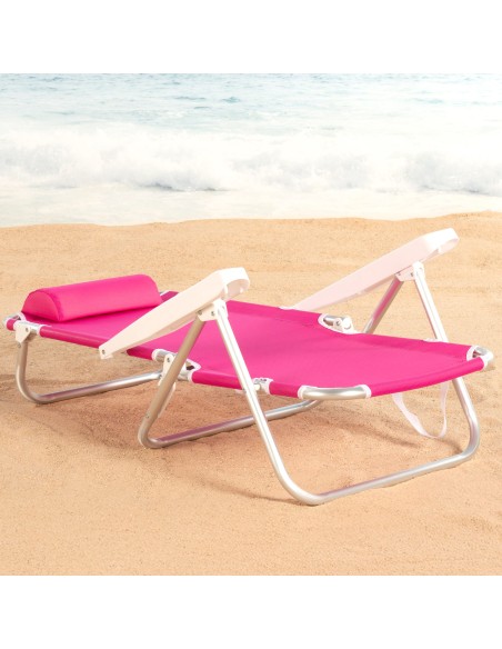 Cadeira de praia dobrável fúcsia 5 posições Aktive | Distria
