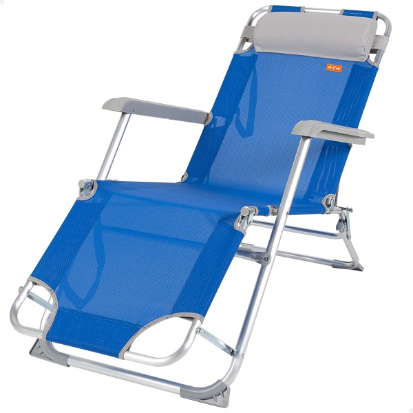 Espreguiçadeira de praia dobrável multiposições azul | Distria