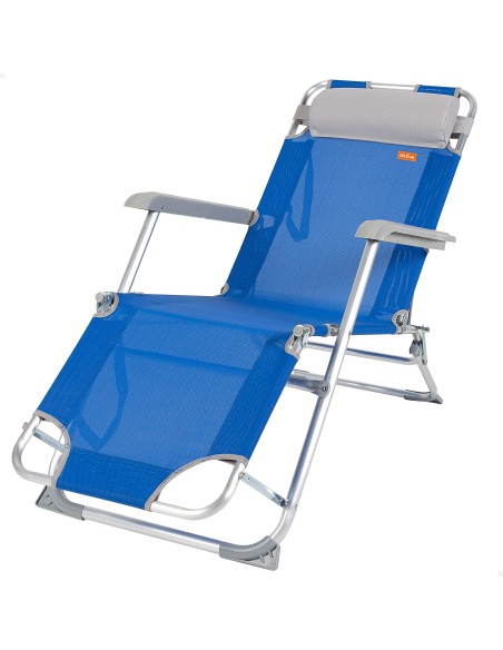 Espreguiçadeira de praia dobrável multiposições azul | Distria