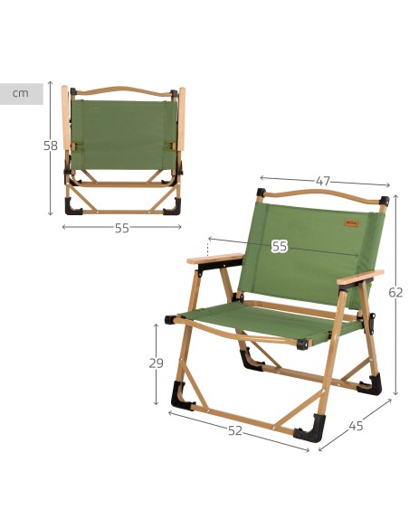 Cadeira dobrável baixa verde Glamping | Distria