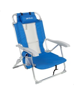Cadeira de praia azul multiposições c/almofada | Distria 2
