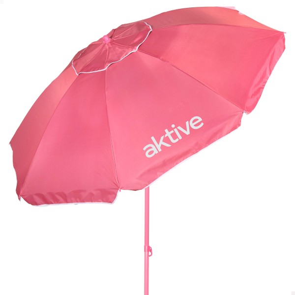 Guarda-sol de praia rosa Ø220 cm com ventilação UV50 Aktive | Distria