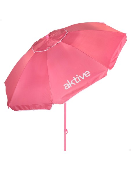 Guarda-sol de praia rosa Ø220 cm com ventilação UV50 Aktive | Distria