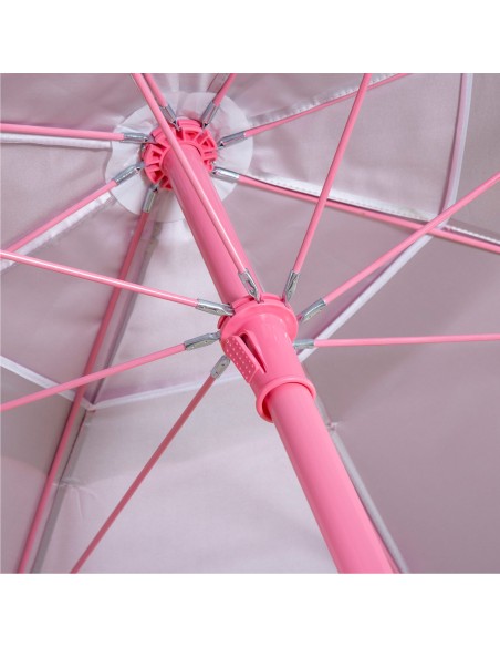 Guarda-sol de praia rosa Ø220 cm com ventilação UV50 Aktive | Distria