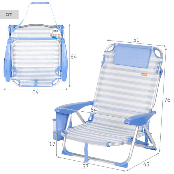 Cadeira de praia dobrável 51x45x76 cm Aktive | Distria