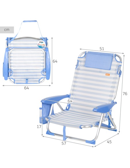 Cadeira de praia dobrável 51x45x76 cm Aktive | Distria