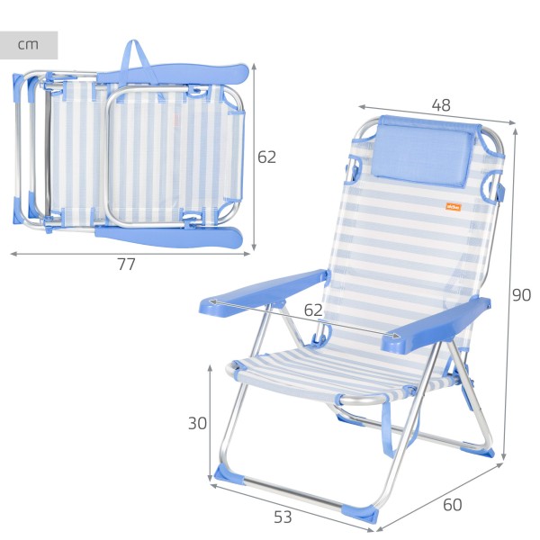 Cadeira de praia dobrável 48x60x90 cm Aktive | Distria