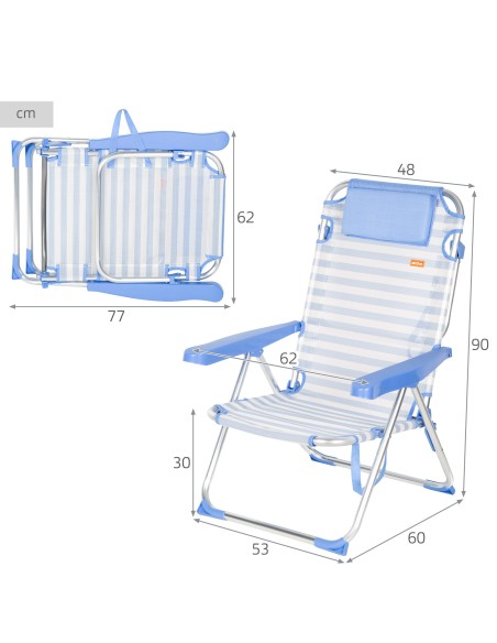 Cadeira de praia dobrável 48x60x90 cm Aktive | Distria