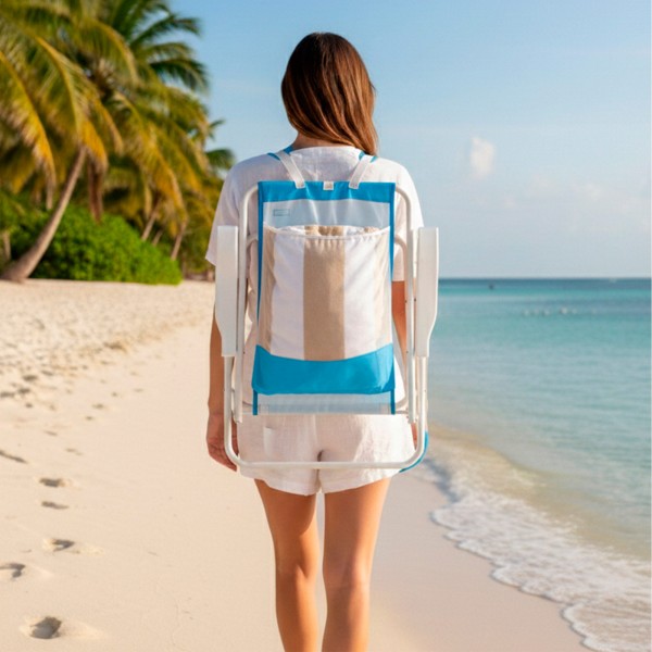 Mochila dobrável azul para praia 44x40x81 cm Aktive | Distria