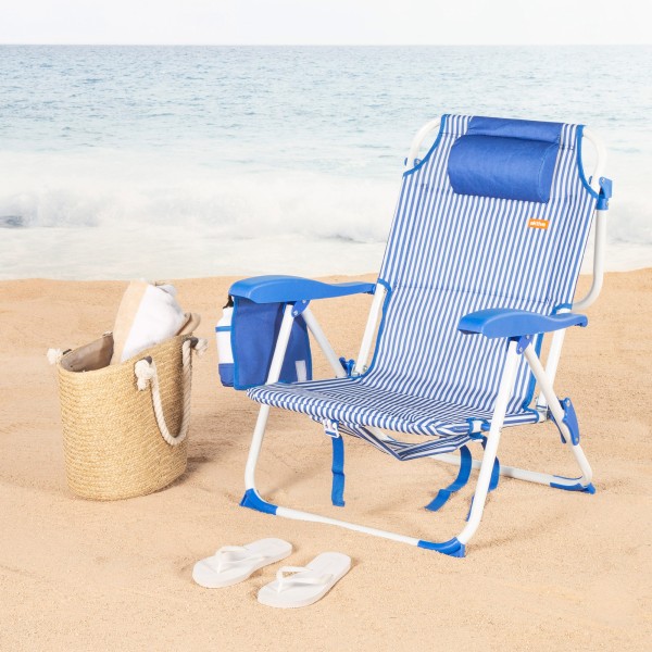 Cadeira de praia dobrável com listras 48x58x76 cm Aktive | Distria