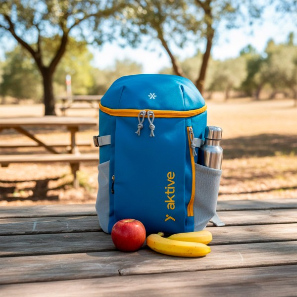 Mochila térmica isotérmica azul 8 litros com bolsos Aktive | Distria
