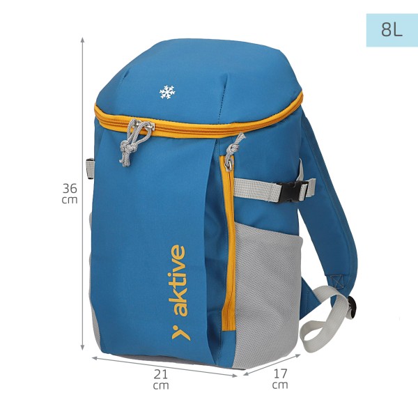 Mochila térmica isotérmica azul 8 litros com bolsos Aktive | Distria