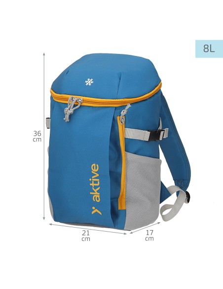 Mochila térmica isotérmica azul 8 litros com bolsos Aktive | Distria