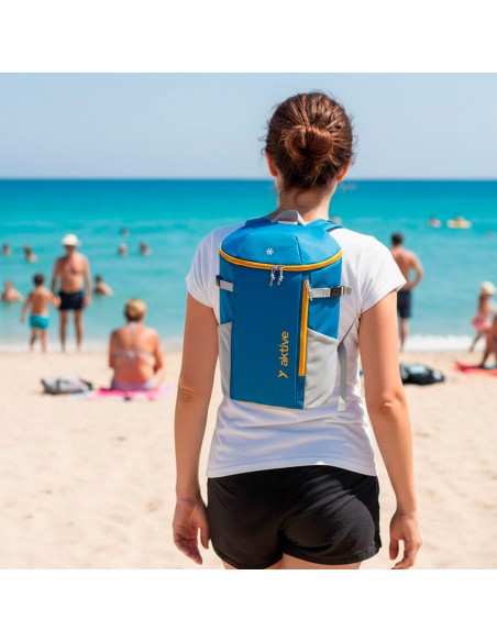 Mochila térmica isotérmica azul 8 litros com bolsos Aktive | Distria
