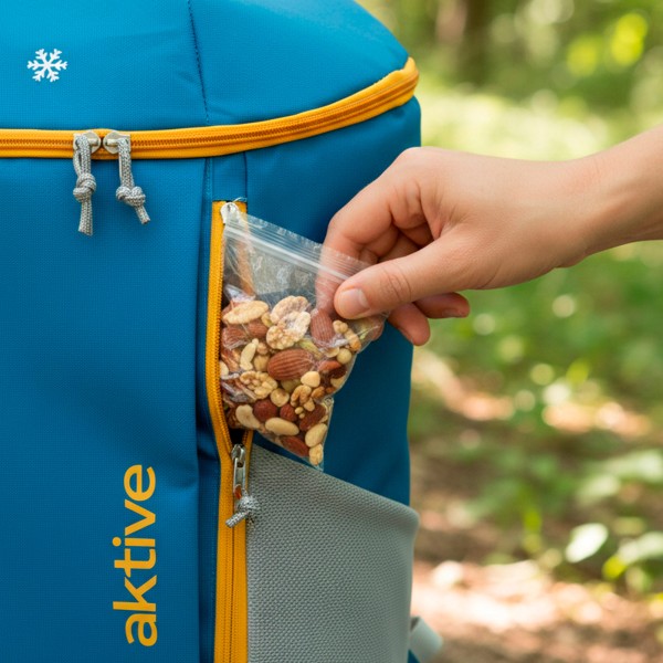Mochila térmica isotérmica azul 8 litros com bolsos Aktive | Distria