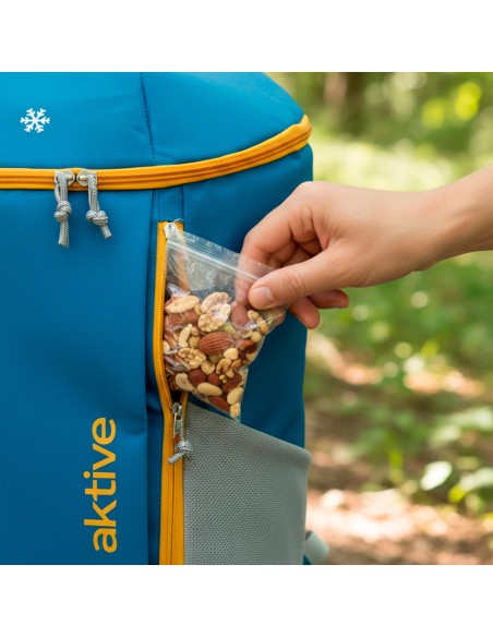 Mochila térmica isotérmica azul 8 litros com bolsos Aktive | Distria