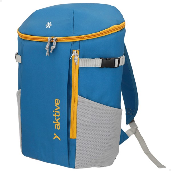 Mochila térmica isotérmica azul de 15L com bolsos Aktive | Distria