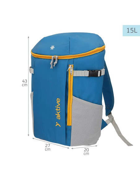 Mochila térmica isotérmica azul de 15L com bolsos Aktive | Distria