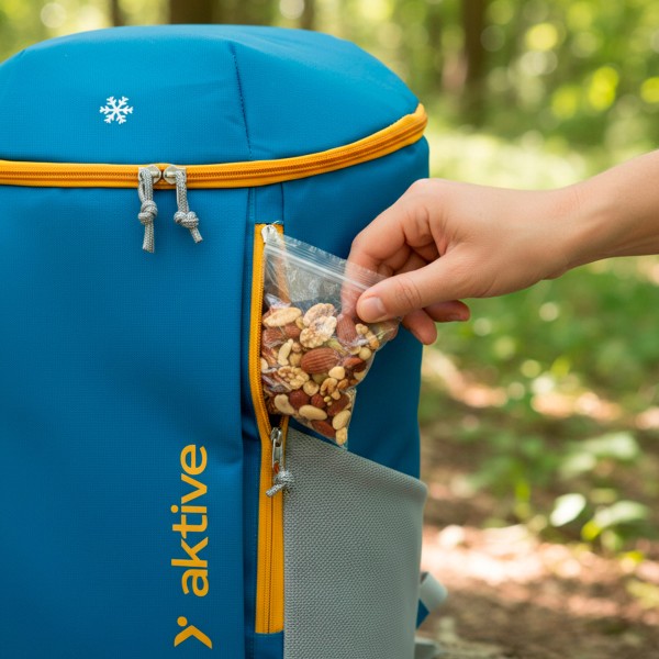Mochila térmica isotérmica azul de 15L com bolsos Aktive | Distria