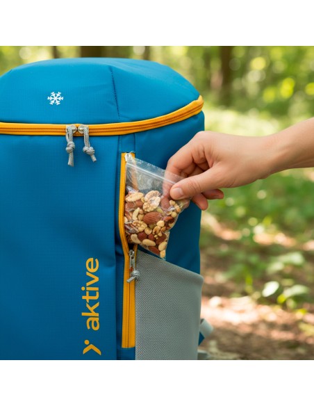 Mochila térmica isotérmica azul de 15L com bolsos Aktive | Distria