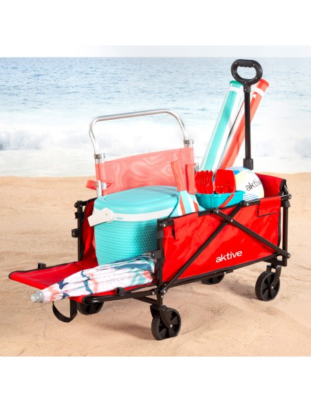 Carrinho de praia vermelho Aktive 4 rodas | Distria