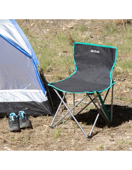 Cadeira de camping dobrável 43x43x71 cm preta Aktive | Distria