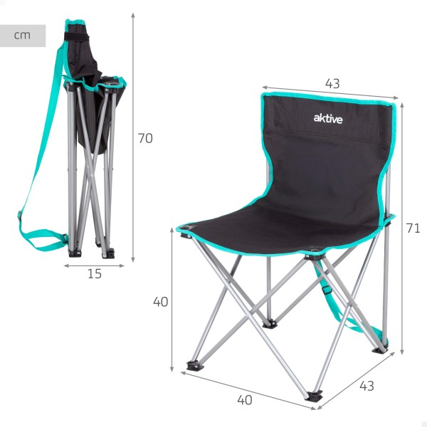 Cadeira de camping dobrável 43x43x71 cm preta Aktive | Distria