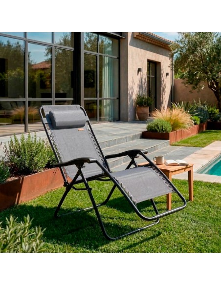 Cadeira de jardim dobrável cinzenta Aktive | Distria