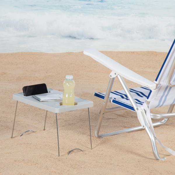 Mesa de praia dobrável 35x25x25 cm com porta-copos | Distria