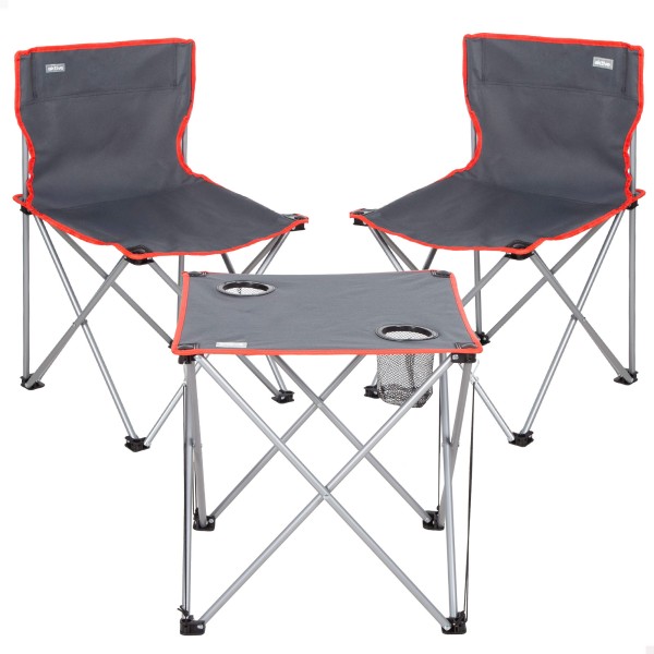 Pack mesa de campismo dobrável e 2 cadeiras dobráveis | Distria