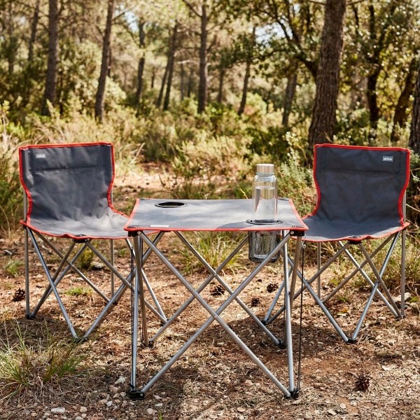 Pack mesa de campismo dobrável e 2 cadeiras dobráveis | Distria