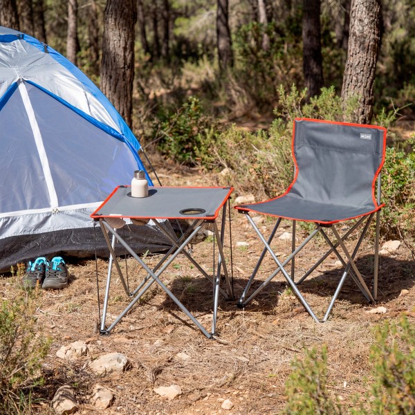 Pack mesa de campismo dobrável e 2 cadeiras dobráveis | Distria