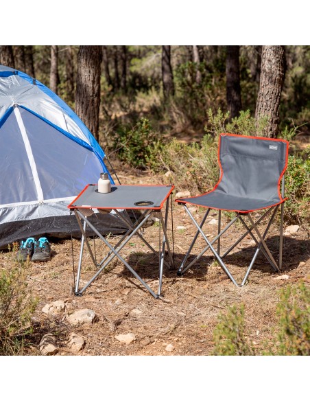 Pack mesa de campismo dobrável e 2 cadeiras dobráveis | Distria