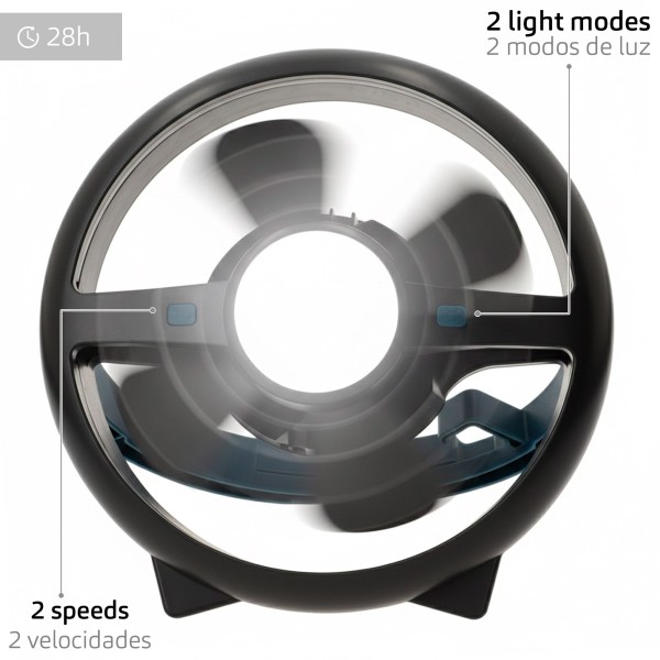 Lâmpada de camping LED recarregável 3 em 1 com ventilador | Distria