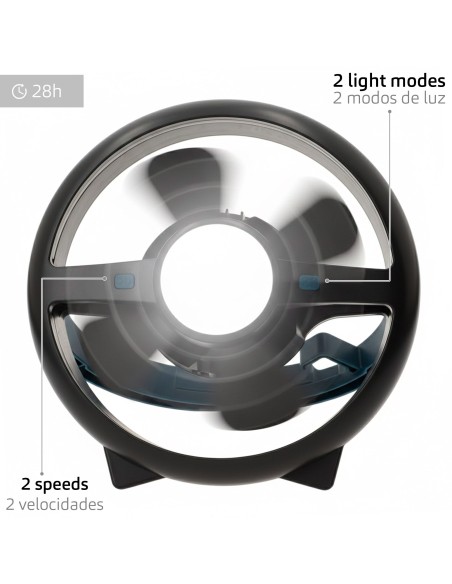 Lâmpada de camping LED recarregável 3 em 1 com ventilador | Distria