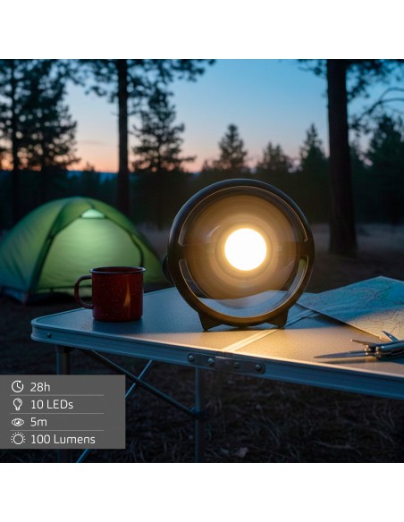 Lâmpada de camping LED recarregável 3 em 1 com ventilador | Distria