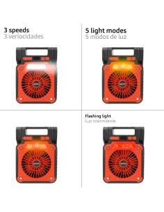Lâmpada de camping LED 3 em 1 com ventilador | Distria 2