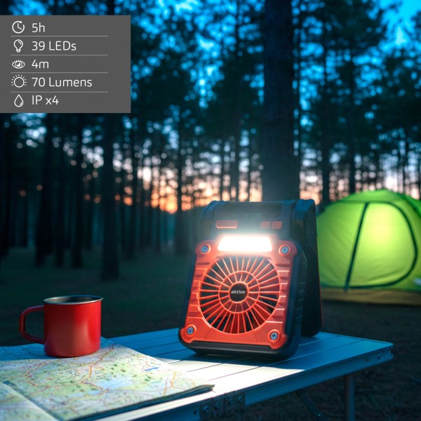 Lâmpada de camping LED 3 em 1 com ventilador | Distria