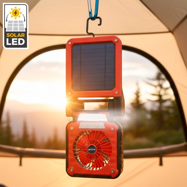 Lâmpada de camping LED 3 em 1 com ventilador | Distria