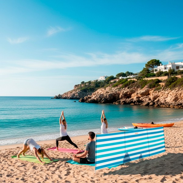 Jaqueta corta-vento listrada para praia 480x100 cm Aktive | Distria