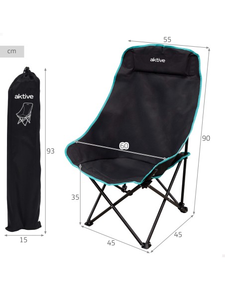 Cadeira de camping dobrável 55x45x90 cm Aktive | Distria