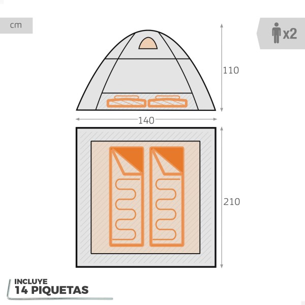 Tenda cinza com porta dupla 210x140x110 cm | Distria