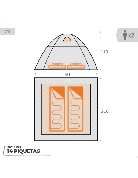 Tenda cinza com porta dupla 210x140x110 cm | Distria