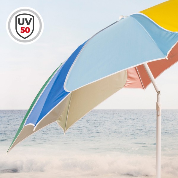 Guarda-sol praia multicolorido inclinável 180 cm UV50 Aktive | Distria
