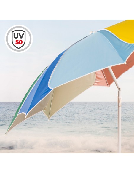 Guarda-sol praia multicolorido inclinável 180 cm UV50 Aktive | Distria