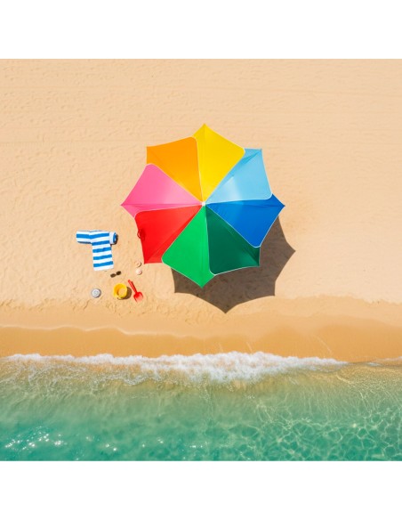 Guarda-sol praia multicolorido inclinável 180 cm UV50 Aktive | Distria