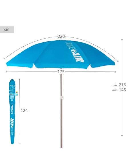 Guarda-sol grande 2,2 m azul inclinável | Distria