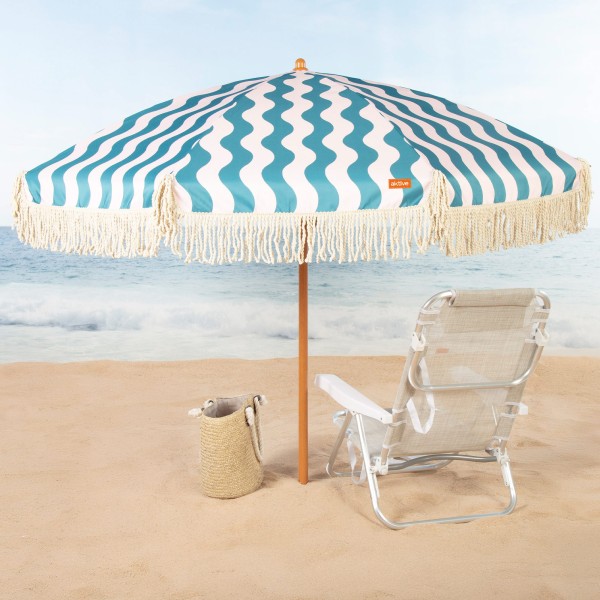 Aktive Guarda-sol de praia 200 cm com ondas e franjas | Distria