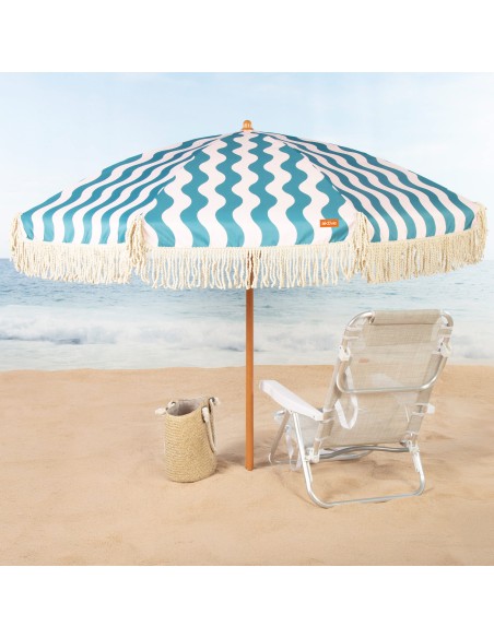Aktive Guarda-sol de praia 200 cm com ondas e franjas | Distria