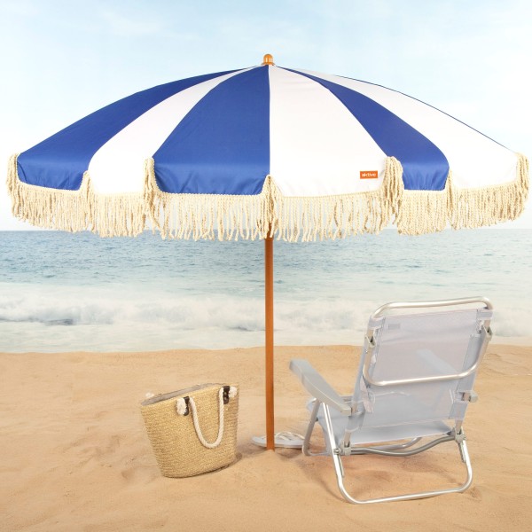 Aktive Guarda-sol de praia 200 cm náutico com franjas | Distria